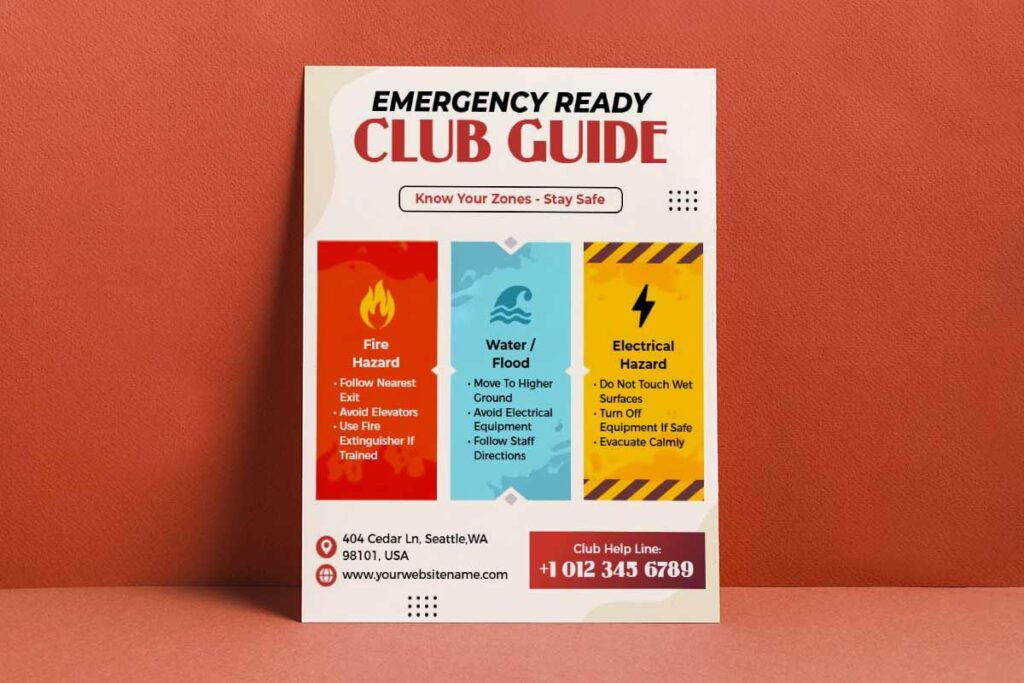 Emergency Preparedness Club Safety Guide Flyer Template