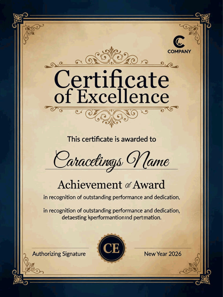 Employee recognition certificate