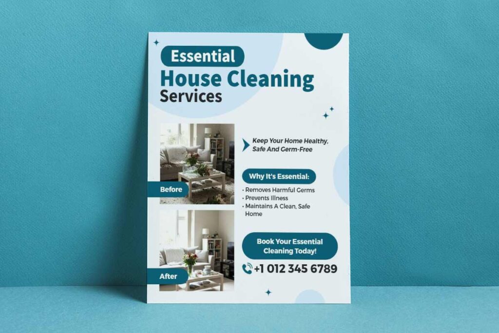 Essential House Cleaning Services Promotion Flyer Template
