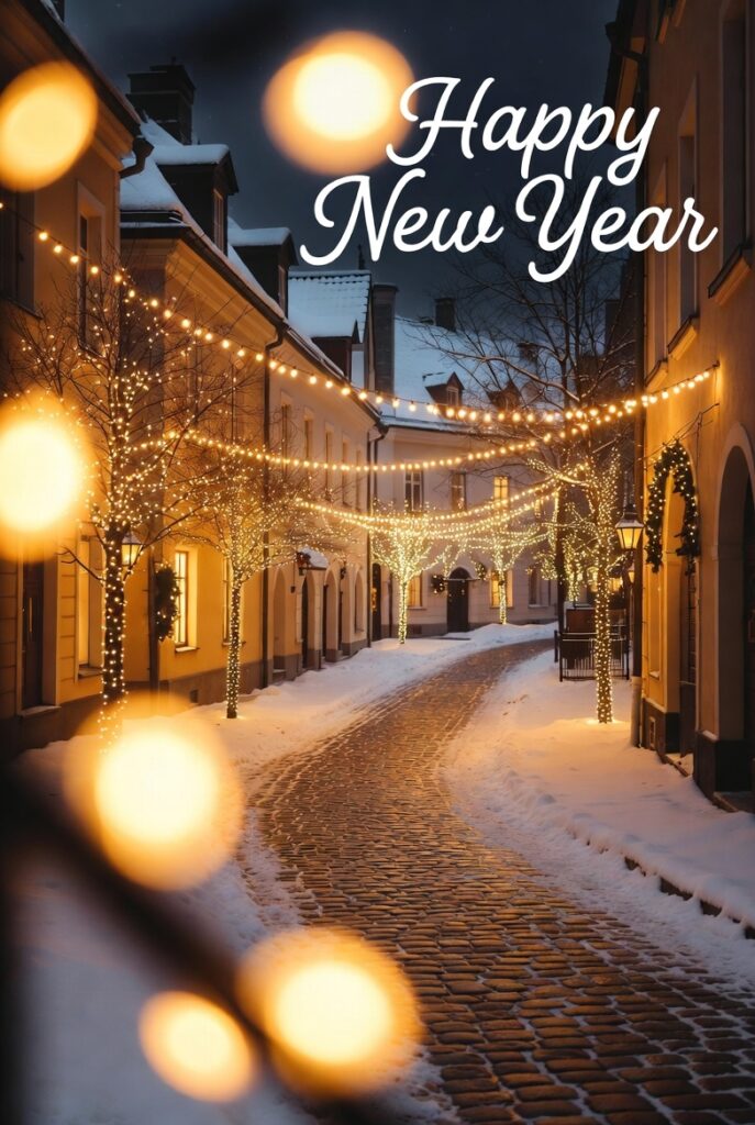 european festive street scene