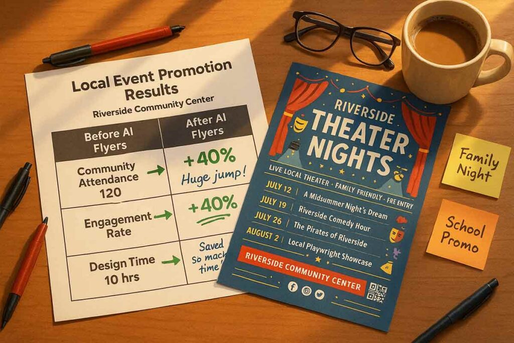 Local event promotion flyer featuring date, time, and activities for community engagement.