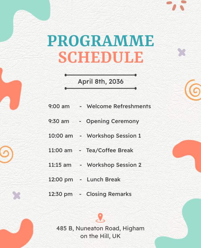 Event Programme Schedule Flyer Template