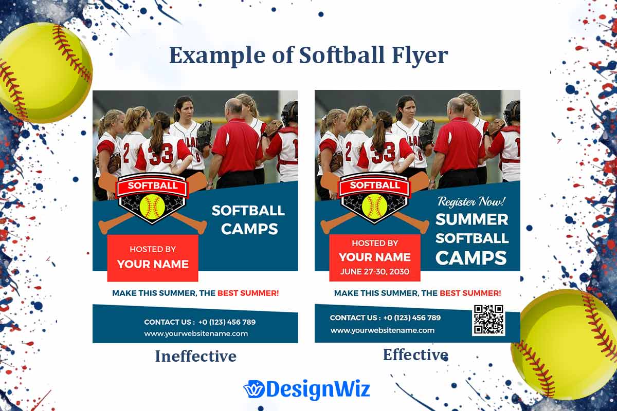 Example of Grid Showing Effective vs Ineffective Softball Flyer