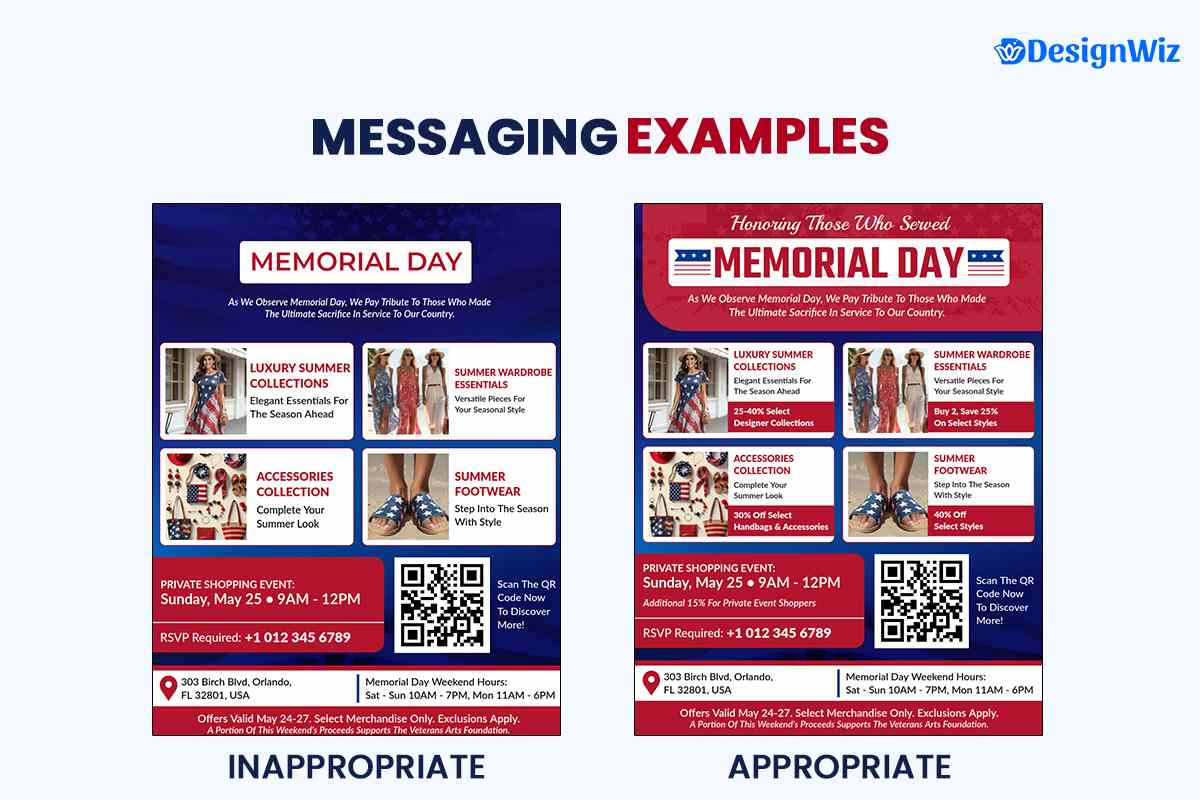 Examples of Appropriate vs. Inappropriate Memorial Day Retail