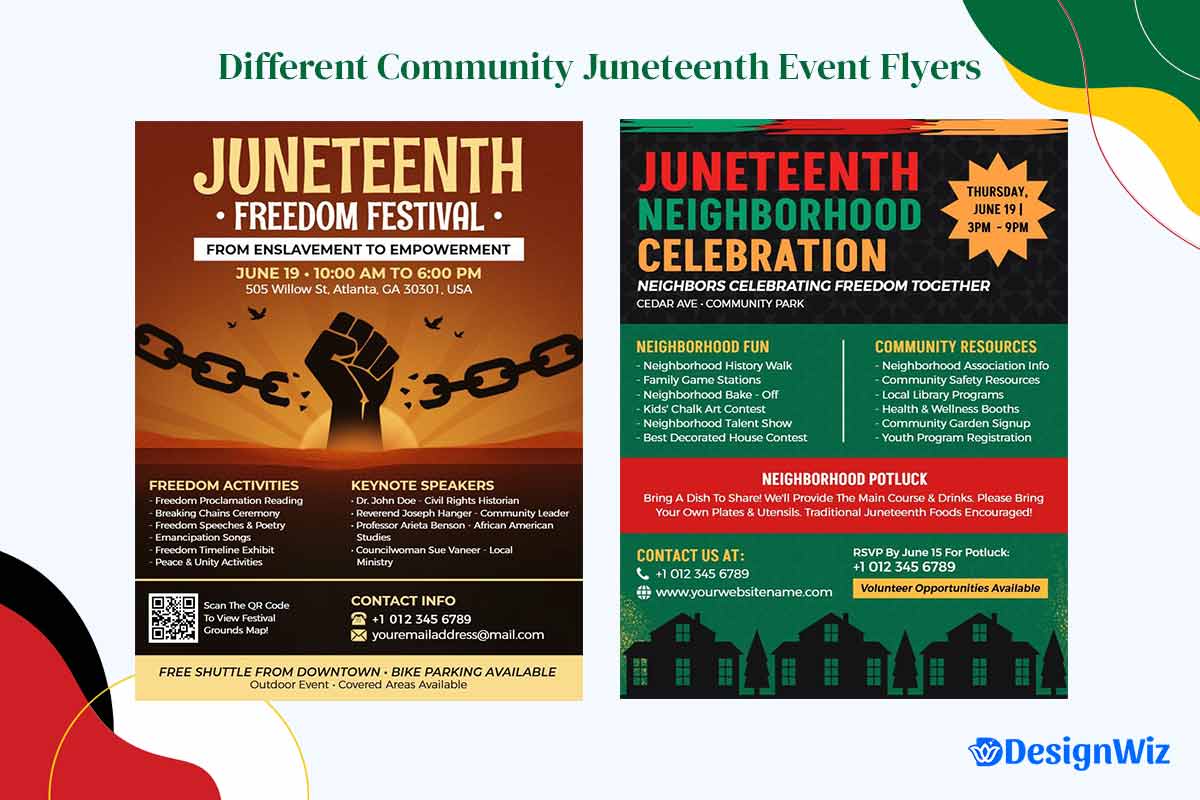 Example of Different Community Juneteenth Event Flyers