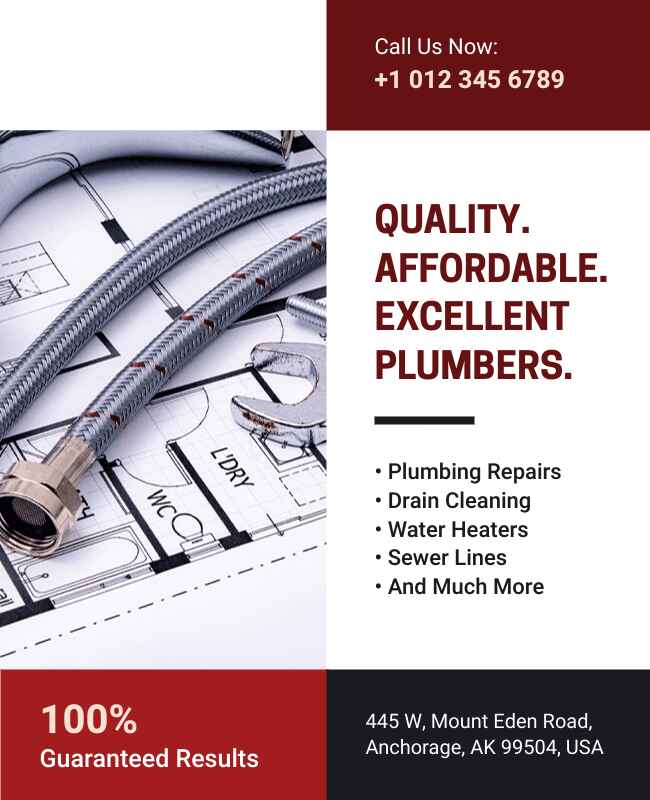 Sleek flyer promoting reliable plumbing services.