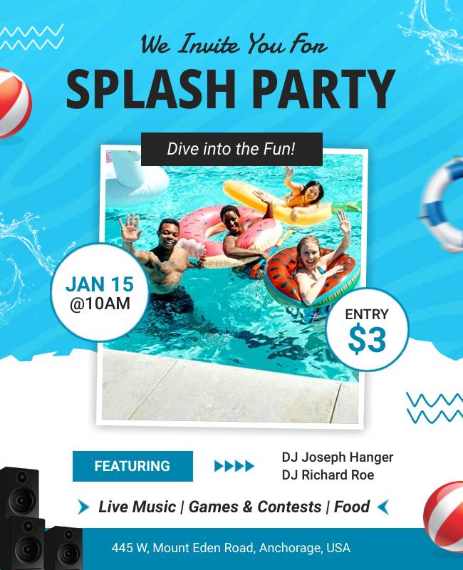 Include fun, high-quality images to make your pool party flyer more engaging and visually appealing