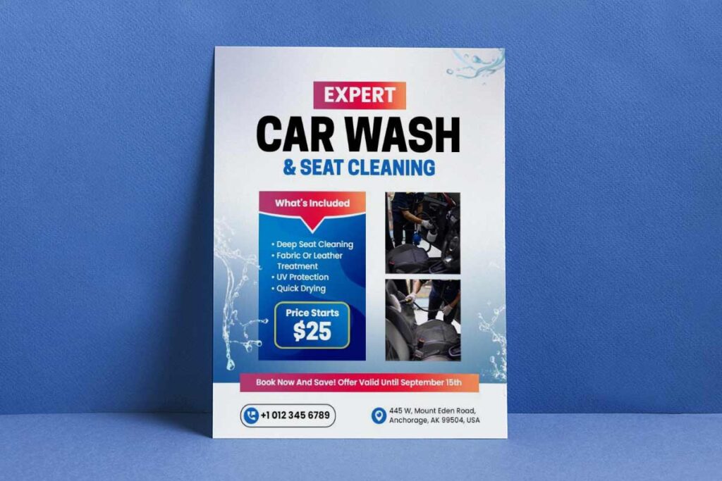 Expert Car Wash and Seat Cleaning Flyer Template