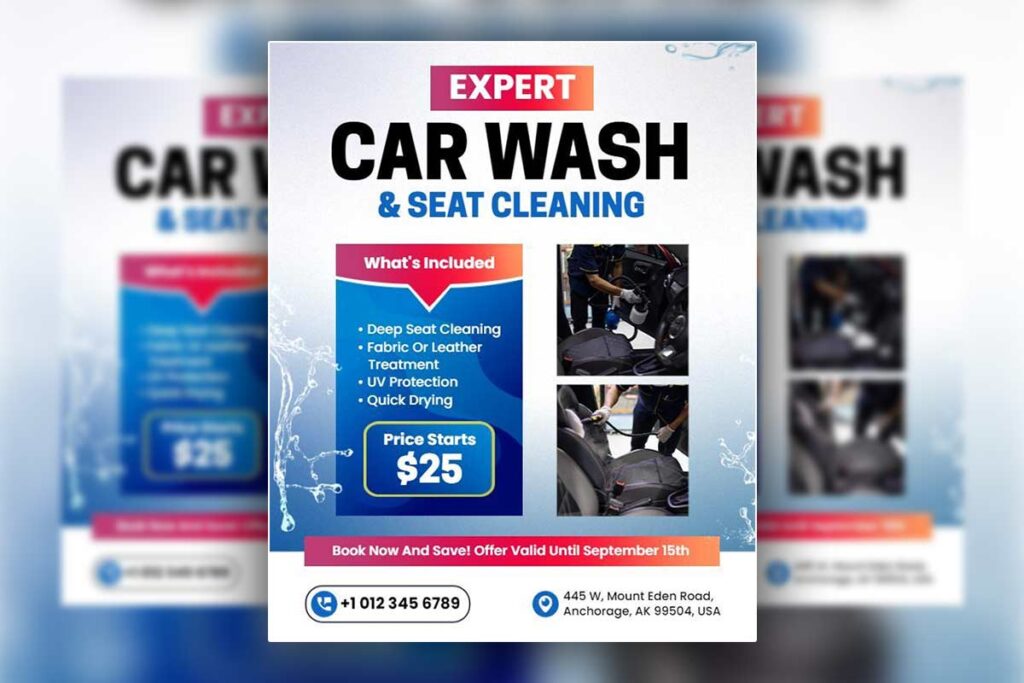 Expert Car Wash and Seat Cleaning Flyer Template