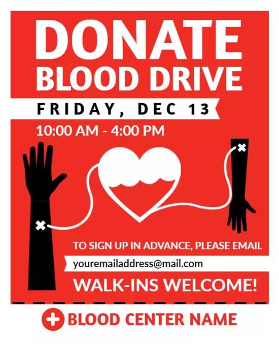 Eye-Catching Blood Drive Flyer with Bold Graphics and Clear Information