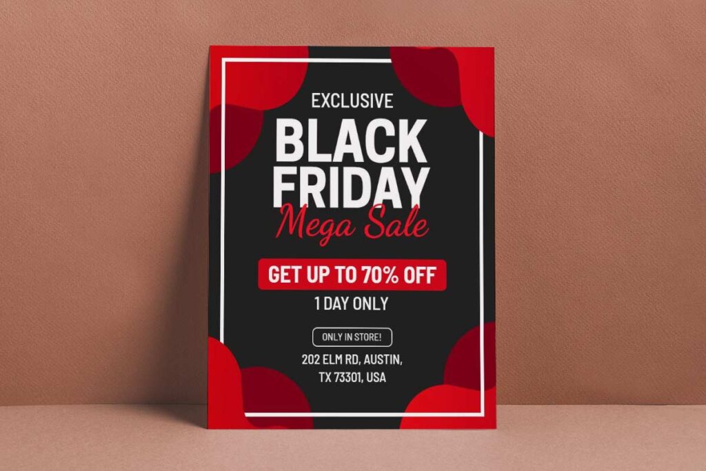 Eye-Catching Red Black Friday Discount Event Flyer Template
