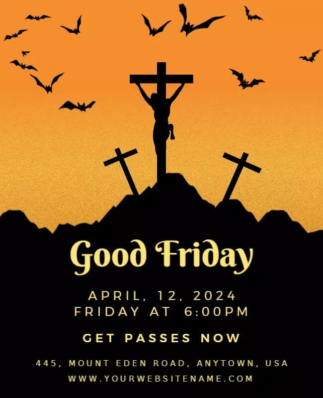 Faded Orange-Themed Good Friday Flyer with Warm Tones