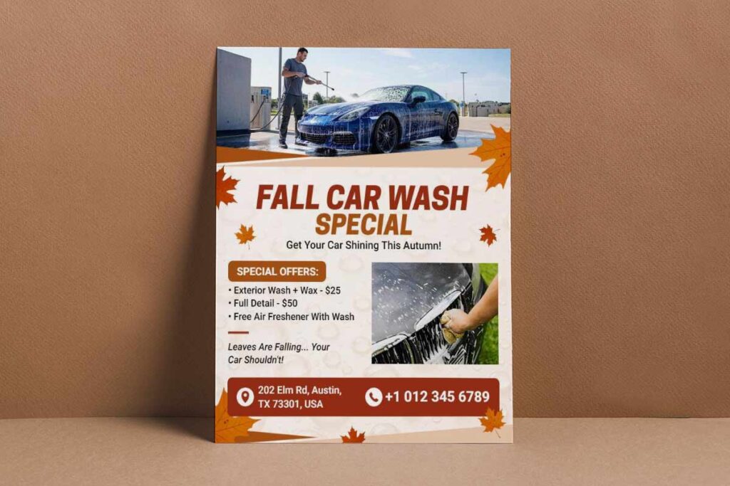 Fall Car Wash Special Promotion Flyer Template