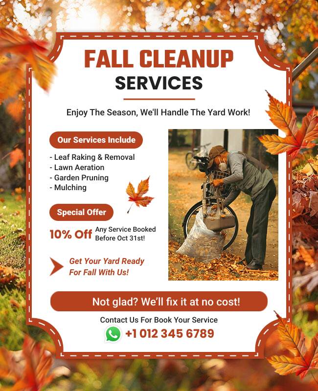 Promotional flyer highlighting fall cleaning services.