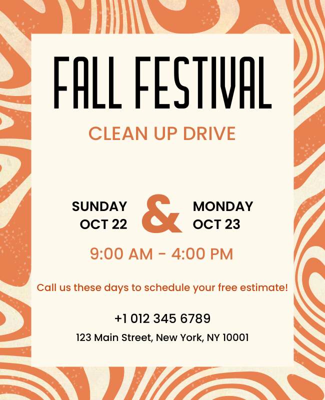 Flyer for a community fall festival cleanup event.