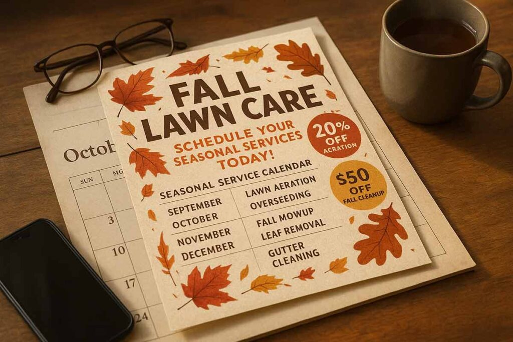 fall lawn care services flyer example