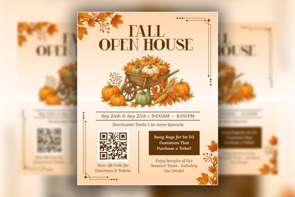 Fall Open House with Seasonal Treats Flyer TemplatE
