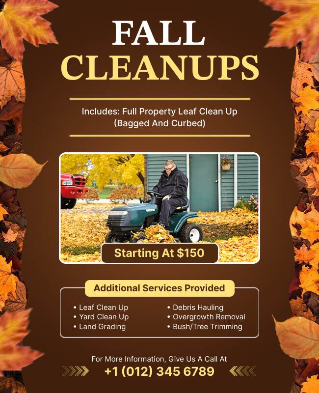 Flyer advertising yard cleanup services for fall.