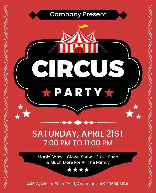 Family Circus Party Event Flyer Template