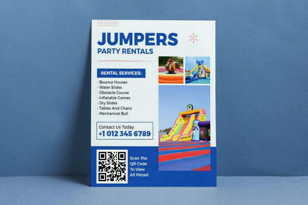 Family Fun Jumper Party Rentals Advertisement Flyer Template