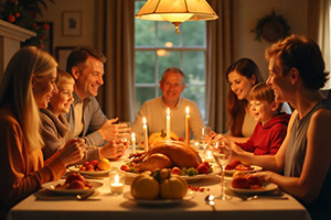Family Thanksgiving Feast Celebration Image