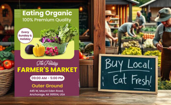 Farmers Market Flyer showcasing vibrant produce and engaging design elements to attract shoppers