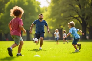 father and child playing image