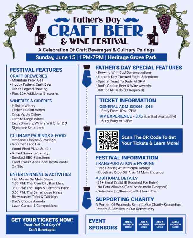 Father's Day Abstract Beer Wine Festival Poster Template
