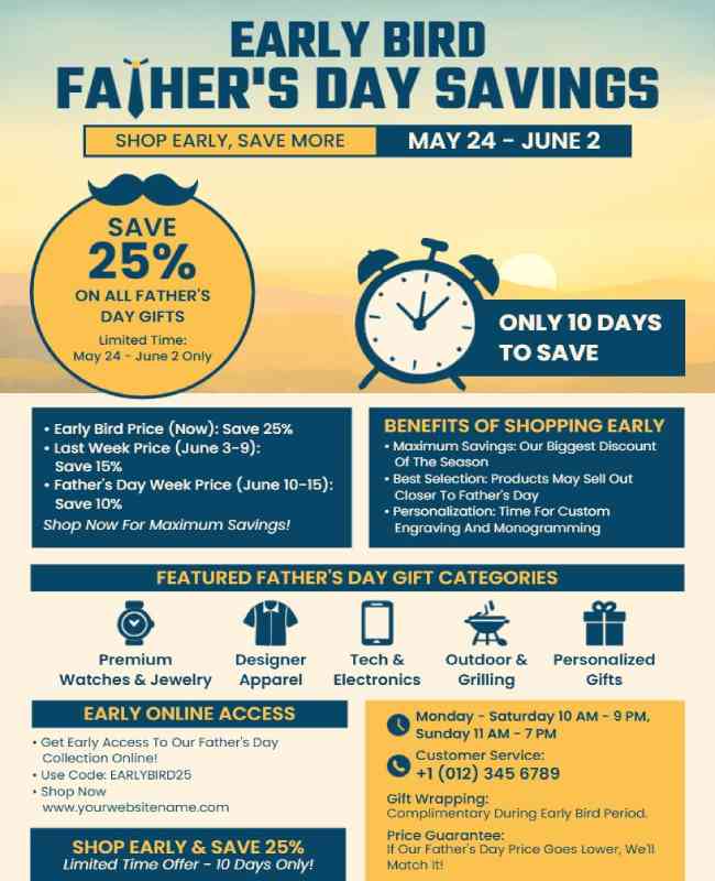 Father's Day Abstract Early Bird Offer Poster Template