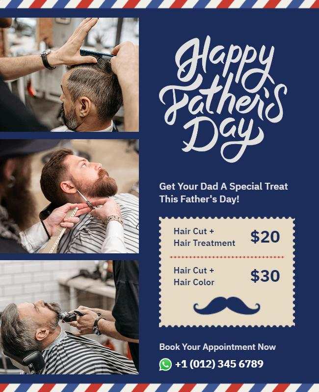 fathers day barbershop special offer flyer template