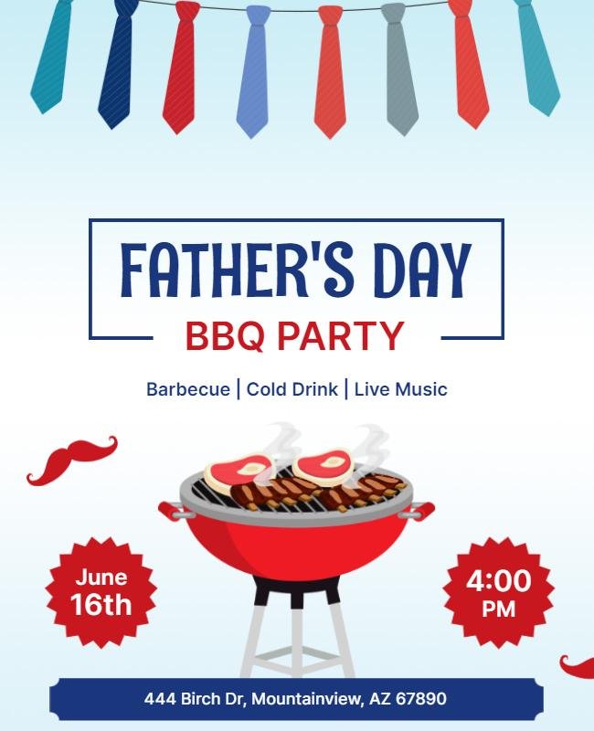 fathers day bbq party celebration flyer template