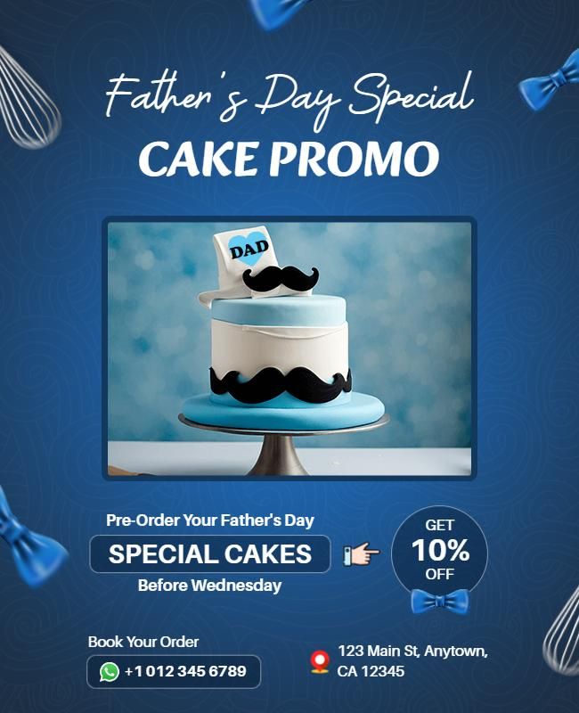 fathers day cake promotion flyer template