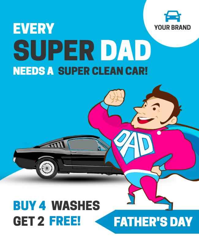 Car Wash Service Father's Day Flyer Template
