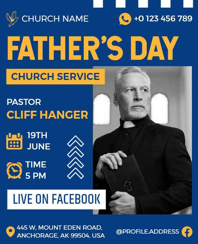 fathers day church service event flyer template