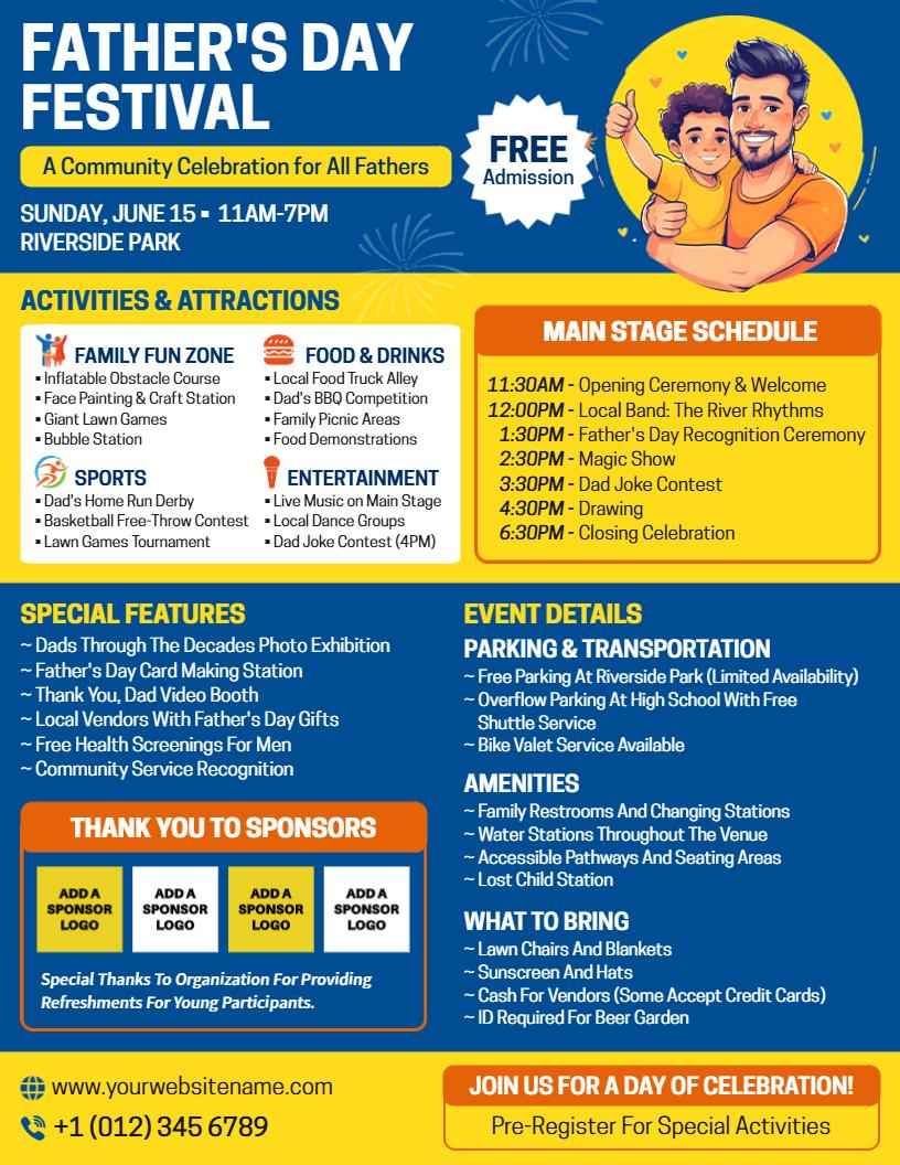Father's Day Community Festival Celebration Flyer Template