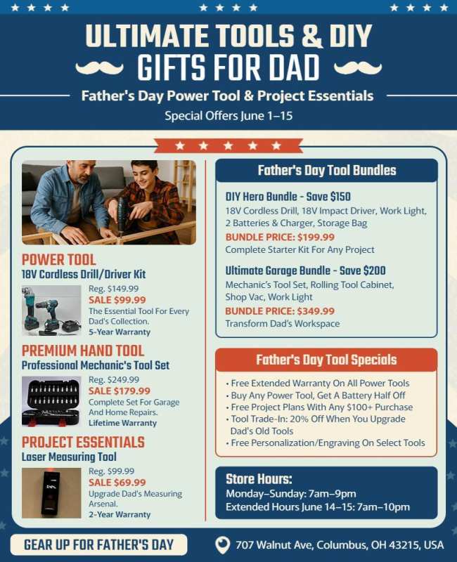 fathers day diy tool gift flyer template