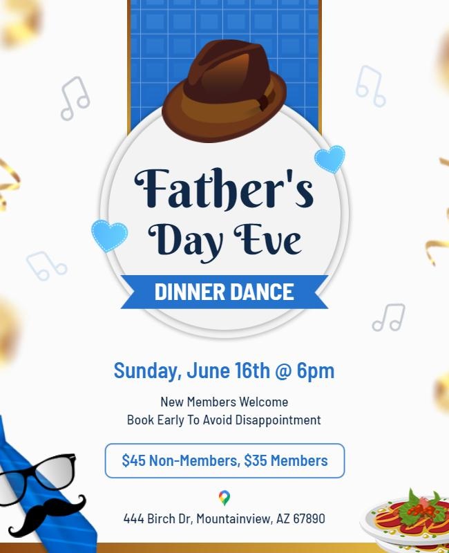 fathers day eve dinner dance flyer template
