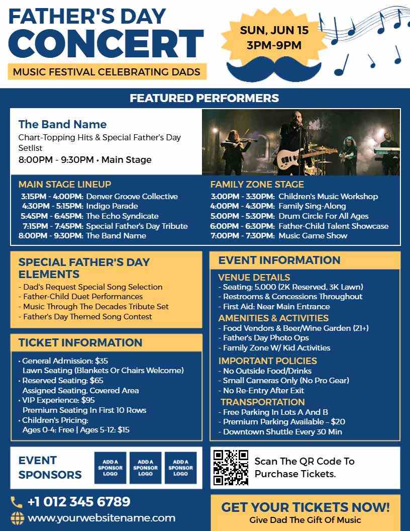 Father's Day Family Concert Music Festival Flyer Template