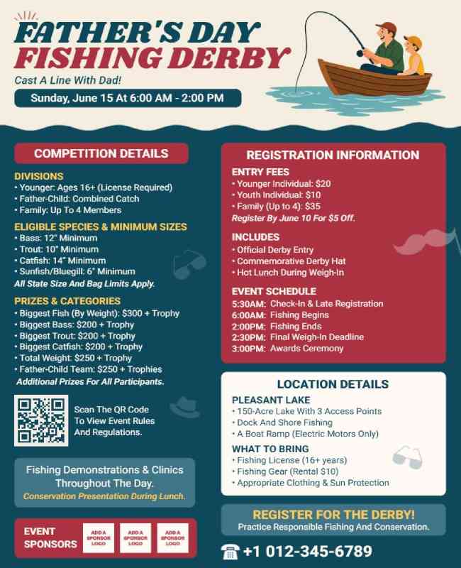 Father's Day Fishing Competition Event Poster Template