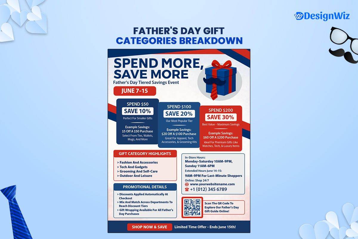 father's day flyer gift categories breakdown