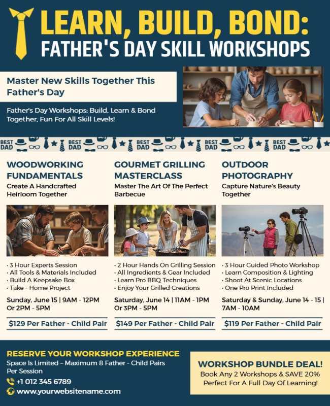 fathers day skill development workshop flyer template