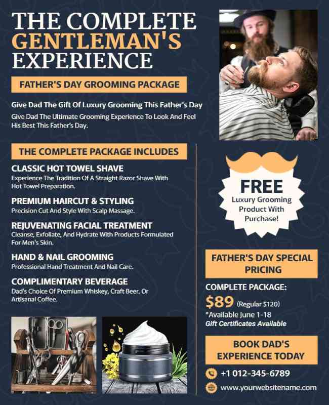 Father's Day Small Business Grooming Package Poster Template