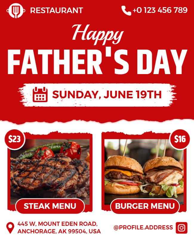  Father's Day Restaurant Menu Flyer Template