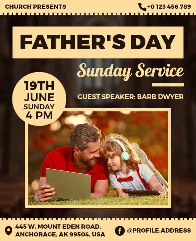 Sunday Service Father's Day Flyer Template