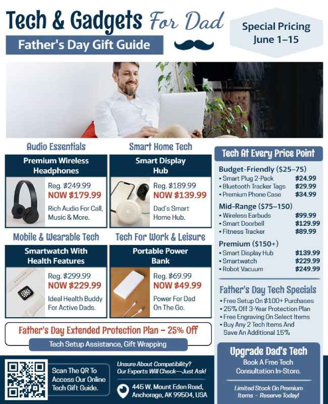 Tech Gadget Gift Sale For Fathers Template