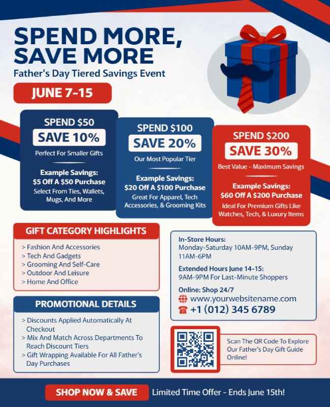 Father's Day Tiered Saving Poster Template