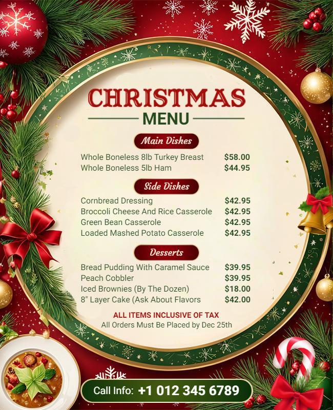 Christmas buffet menu