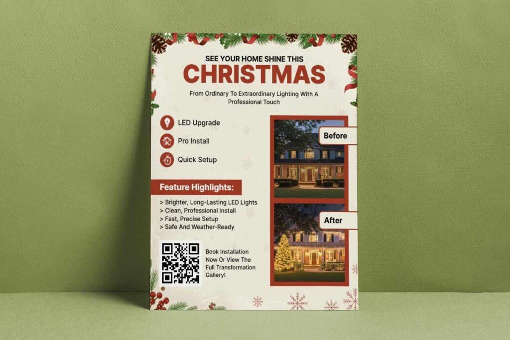 Festive Christmas Home Lighting Installation Flyer Template