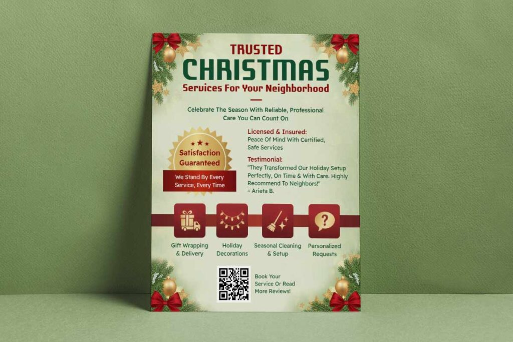 Festive Christmas Neighborhood Services Promotion Flyer Template