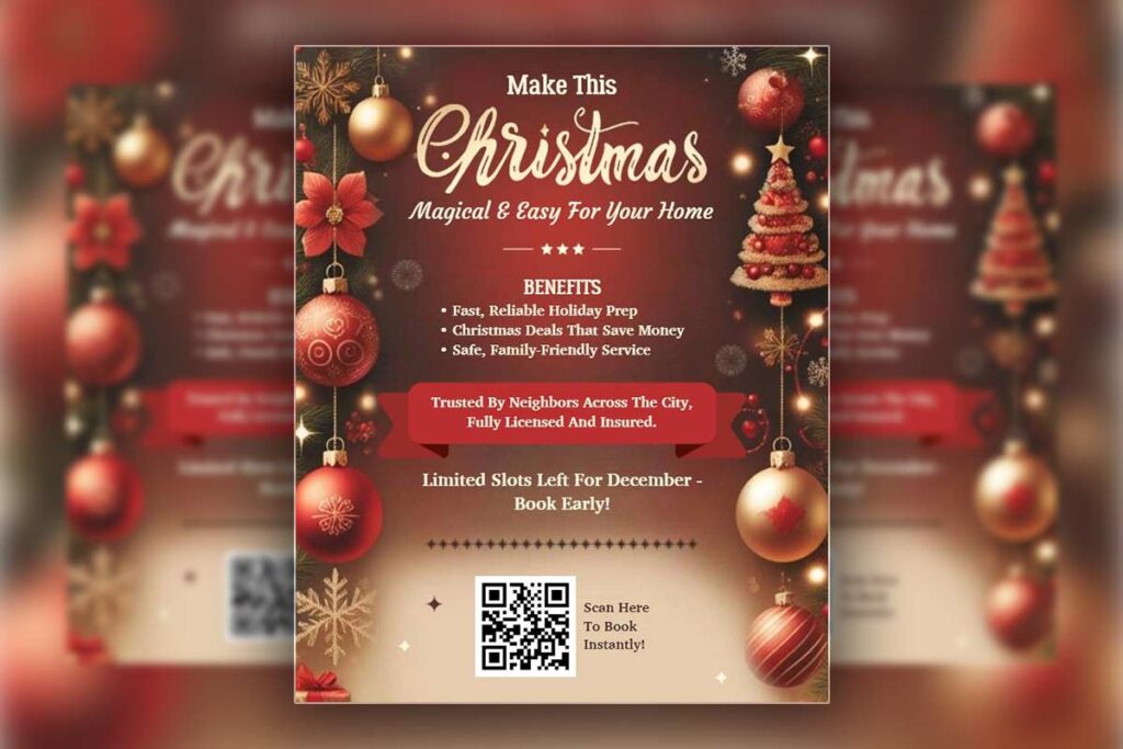 Festive Red Elegant Christmas Home Holiday Prep Flyer Template